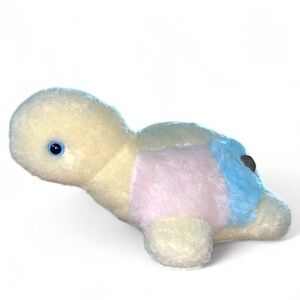 ONHOLDFORADAM Vintage Turtle Baby Wind Up Music Toy Pastel Pink Blue Eyes